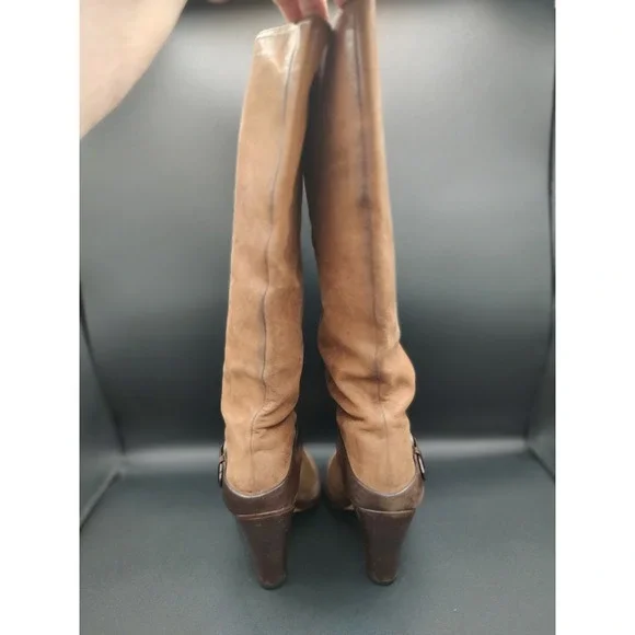Cole Haan Nike Air Tan Leather Tall Harness Boots Womens 9.5 B D32418 Brazil - Picture 8 of 10